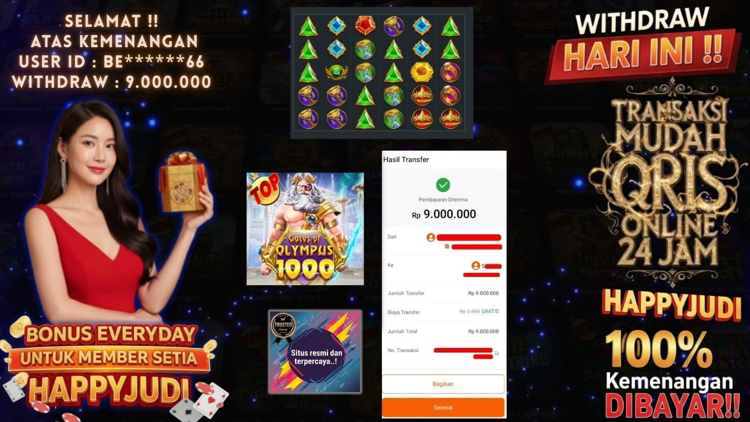 HAPPYJUDI JACKPOT SLOT GATES OF OLYMPUS 1000